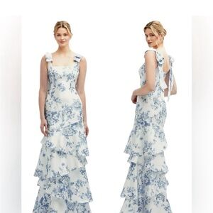 Dessy Collection Blue Floral Maxi Dress